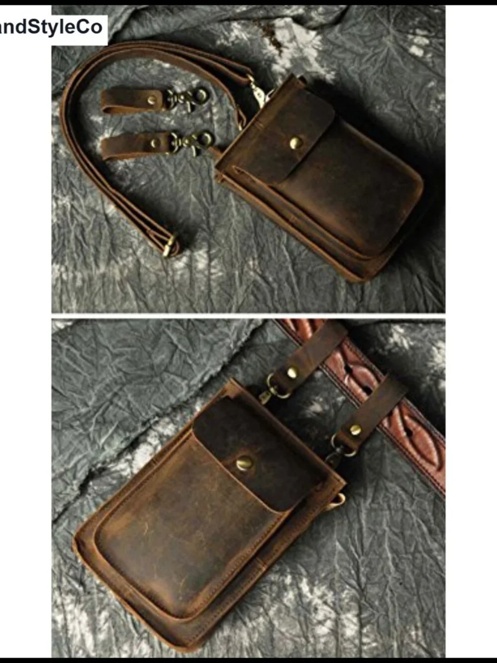 Genuine Leather Messenger Shoulder Satchel Waist Bag Adjustable Strap